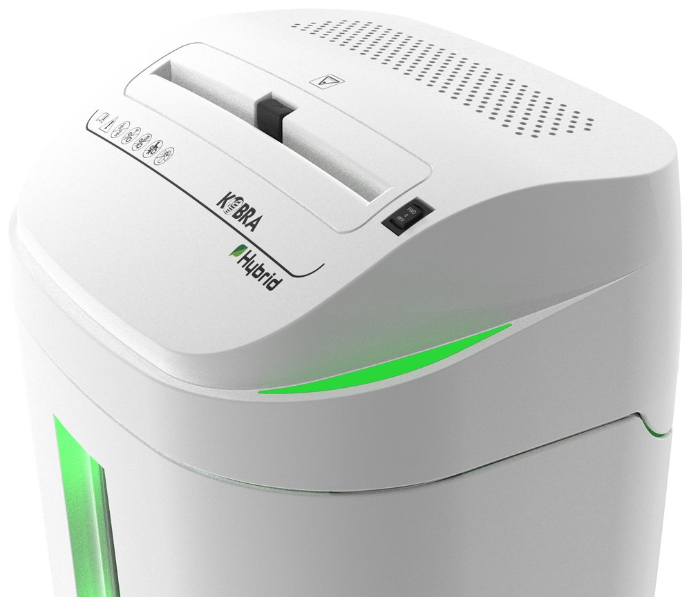 KOBRA skartovač S4-HYBRID/ příčný řez 3,8 mm/ A4/ kapacita 22 listů/ objem koše 40l/ stupeň utajení P2/ bílo-zelený