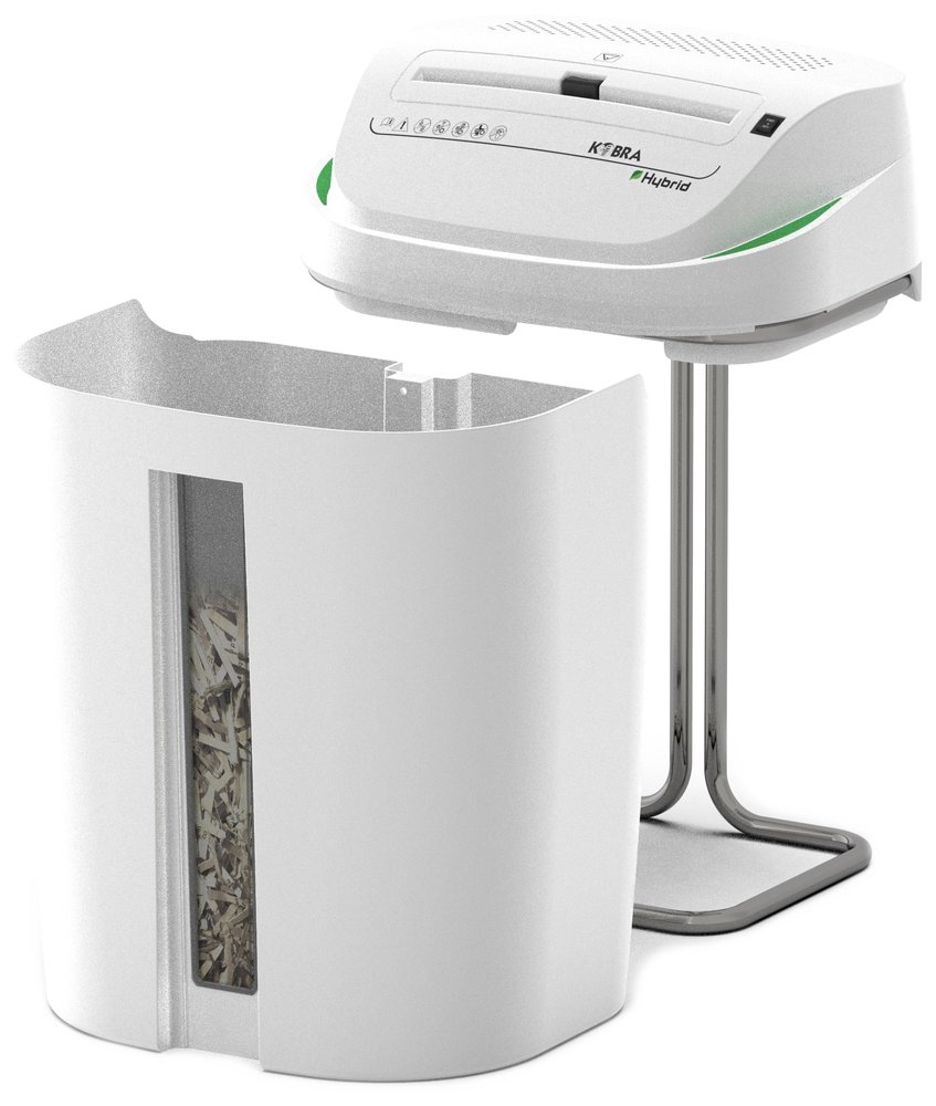 KOBRA skartovač S6-HYBRID/ příčný řez 5,8 mm/ A4/ kapacita 28 listů/ objem koše 40l/ stupeň utajení P2/ bílo-zelený
