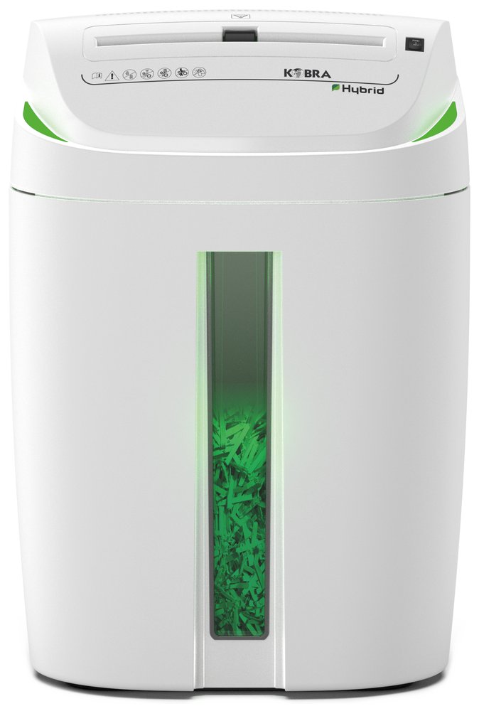 KOBRA skartovač S6-HYBRID/ příčný řez 5,8 mm/ A4/ kapacita 28 listů/ objem koše 40l/ stupeň utajení P2/ bílo-zelený