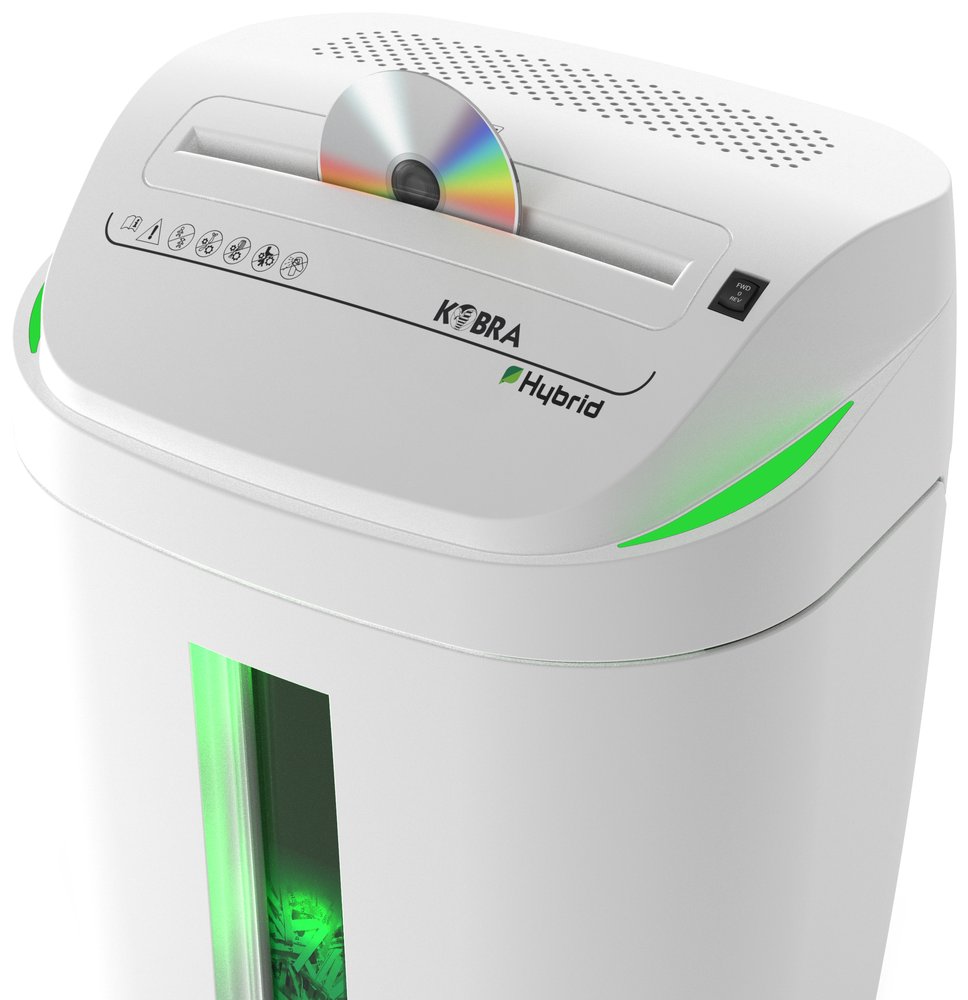 KOBRA skartovač S6-HYBRID/ příčný řez 5,8 mm/ A4/ kapacita 28 listů/ objem koše 40l/ stupeň utajení P2/ bílo-zelený