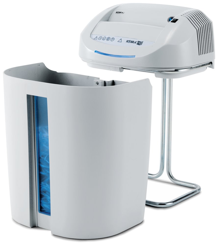 KOBRA skartovač +1 CC4/ příčný řez 3,5 x 40 mm/ A4/ kapacita 14 listů/ objem koše 38l/ stupeň utajení P4/ modro-bílý