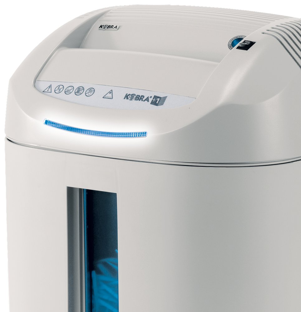 KOBRA skartovač +1 CC4/ příčný řez 3,5 x 40 mm/ A4/ kapacita 14 listů/ objem koše 38l/ stupeň utajení P4/ modro-bílý