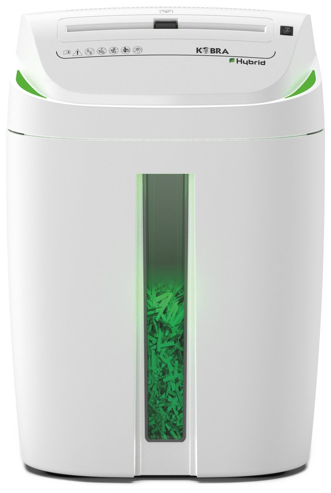 KOBRA skartovač C4-HYBRID/ příčný řez 3,5 x 40 mm/ A4/ kapacita 17 listů/ objem koše 40l/ stupeň utajení P4/ bílo-zelený