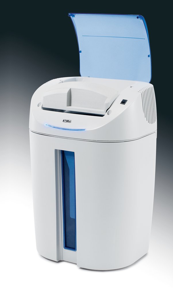 KOBRA skartovač +2 CC2/ příčný řez 1,9 x 13/ A4/ kapacita 7 listů/ objem koše 38l/ stupeň utajení P5/ modro-bílý