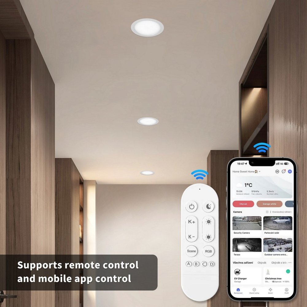 IMMAX NEO DOWN podhledové (stropní) svítidlo, 23cm, 36W, s podporou BEACON, CCT, stmívatelné, Wi-Fi, TUYA, bílé