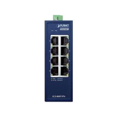Planet IGS-800T-PN Kompaktní Průmyslový PROFINET Switch 8x1Gb RJ45, -40 +75°C, IP30, EFT+ESD, 9-48VDC, fanless