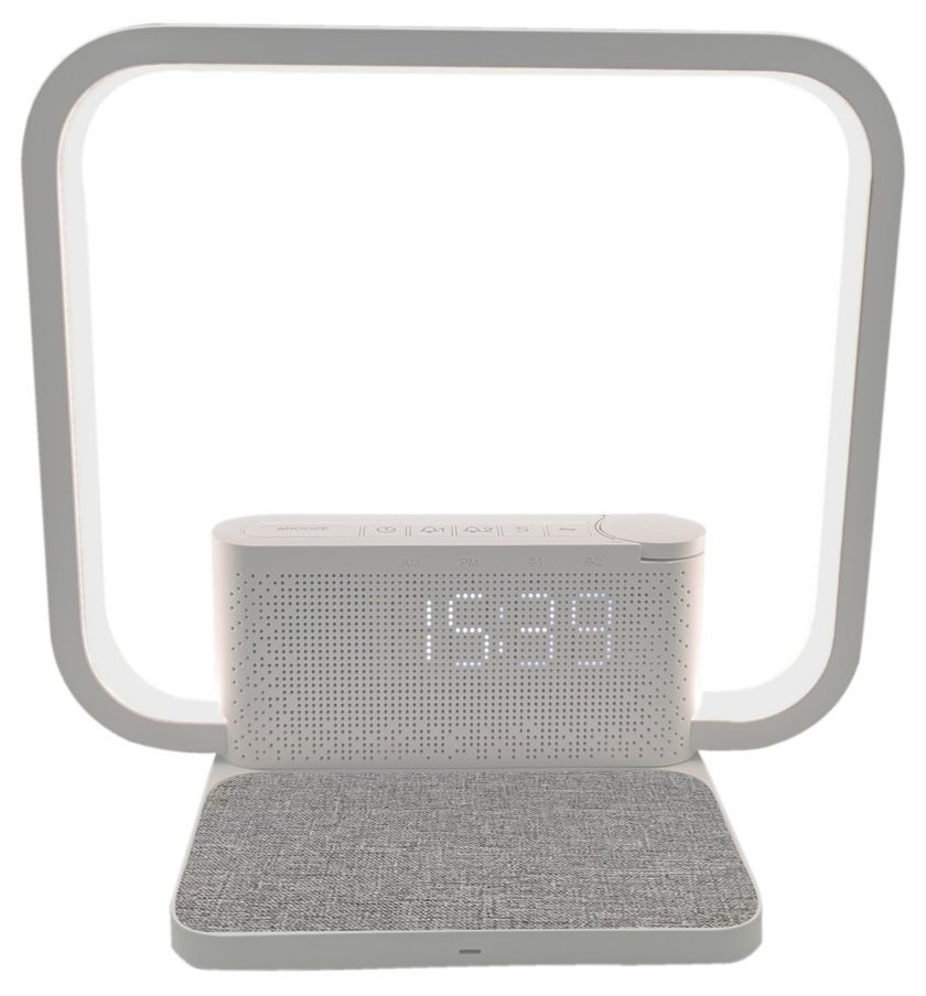 IMMAX LED stolní lampička CRANE/ Qi nabíjení/ 18W/ budík/ 12V/1,5A/ 200lm/ bílá