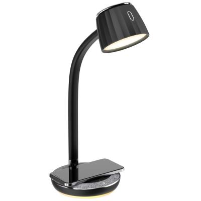 IMMAX LED stolní lampička PERLA/ Qi nabíjení/ 18W/ DC 12V/1,5A/ 270lm/ černo-šedá/ kovový detail