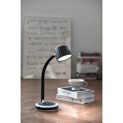 IMMAX LED stolní lampička PERLA/ Qi nabíjení/ 18W/ DC 12V/1,5A/ 270lm/ černo-šedá/ kovový detail