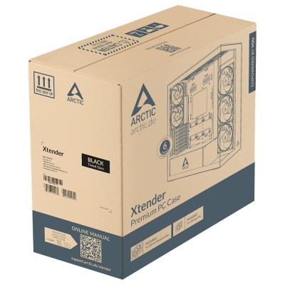 ARCTIC skříň Xtender / E-ATX / 2x120mm ARGB fan / 2xUSB / USB-C / tónované sklo / černá