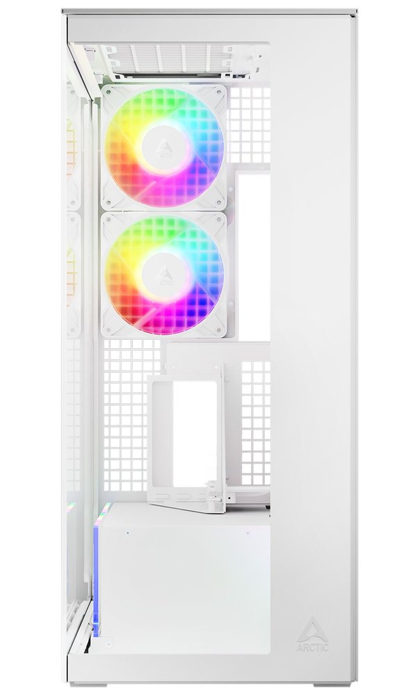 ARCTIC skříň Xtender / E-ATX / 2x120mm ARGB fan / 2xUSB / USB-C / vertical GPU kit / čiré sklo / bílá