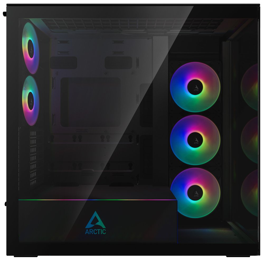 ARCTIC skříň Xtender / E-ATX / 2x120mm ARGB fan / 2xUSB / USB-C / zrcadlové sklo / černá