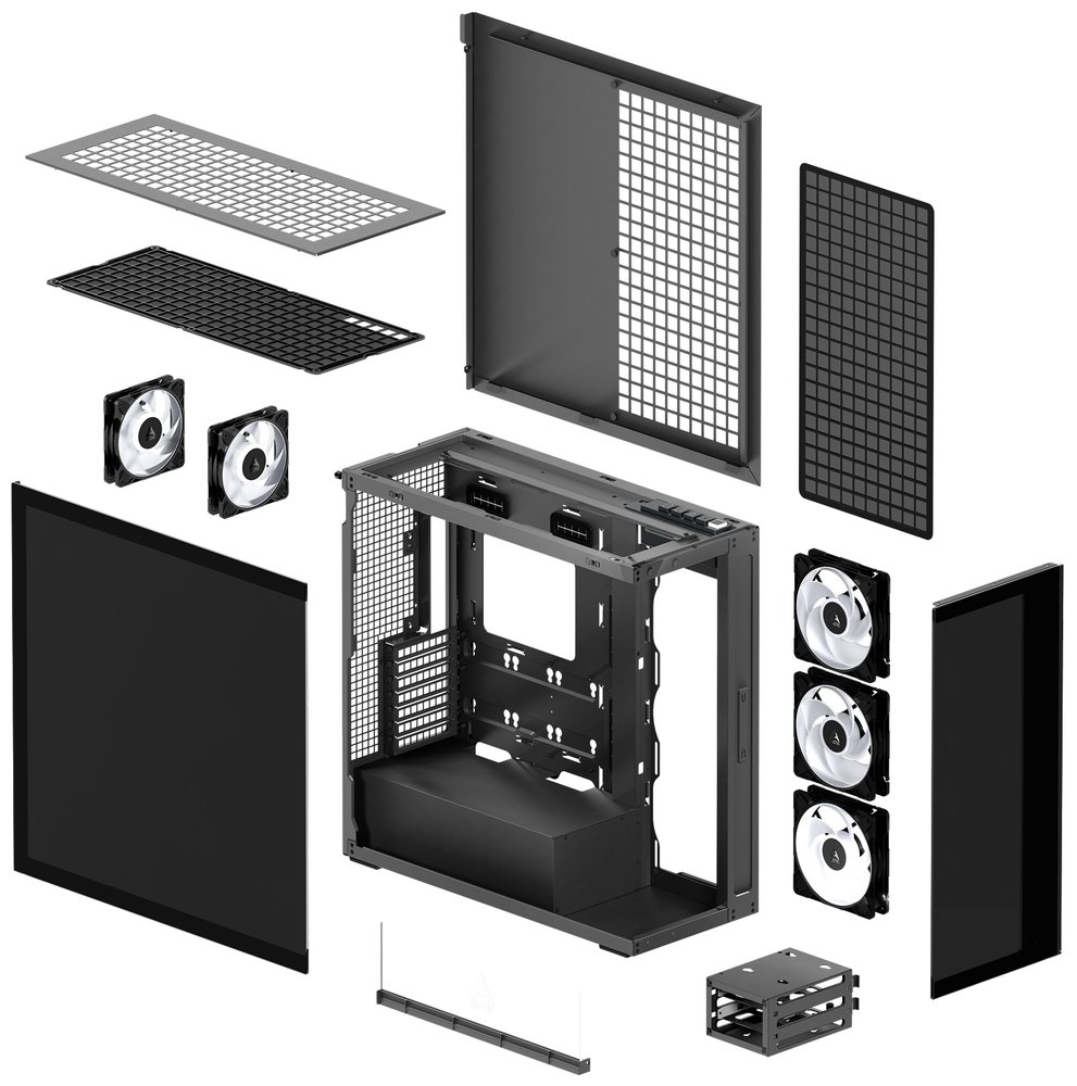 ARCTIC skříň Xtender / E-ATX / 2x120mm ARGB fan / 2xUSB / USB-C / zrcadlové sklo / černá