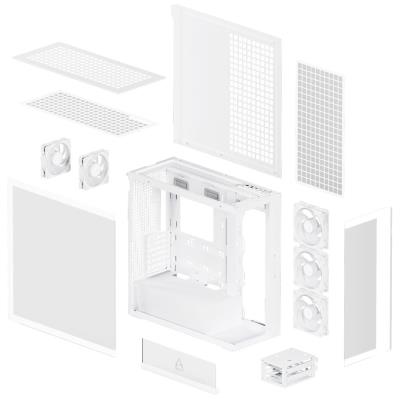 ARCTIC skříň Xtender / E-ATX / 2x120mm ARGB fan / 2xUSB / USB-C / čiré sklo / bílá