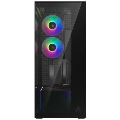 ARCTIC skříň Xtender / E-ATX / 2x120mm ARGB fan / 2xUSB / USB-C / vertical GPU kit / zrcadlové sklo / černá