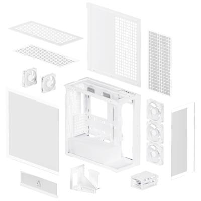 ARCTIC skříň Xtender / E-ATX / 2x120mm ARGB fan / 2xUSB / USB-C / vertical GPU kit / čiré sklo / bílá