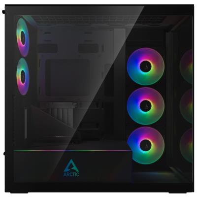 ARCTIC skříň Xtender / E-ATX / 2x120mm ARGB fan / 2xUSB / USB-C / vertical GPU kit / zrcadlové sklo / černá