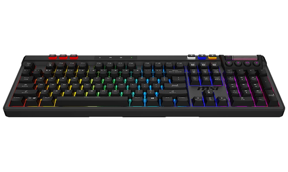 MSI herní klávesnice STRIKE PRO Wireless Silent/ bezdrátová 2,4GHz+BT/ mechanická/ RGB/ USB/ předložka/ US layout