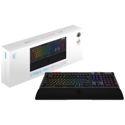 MSI herní klávesnice STRIKE PRO Wireless Silent/ bezdrátová 2,4GHz+BT/ mechanická/ RGB/ USB/ předložka/ US layout