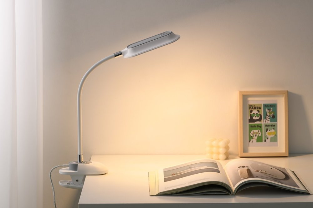 IMMAX LED stolní lampička CLIP/ 7,5W/ DC 12V/1A/ CCT/ IP20/ bílá