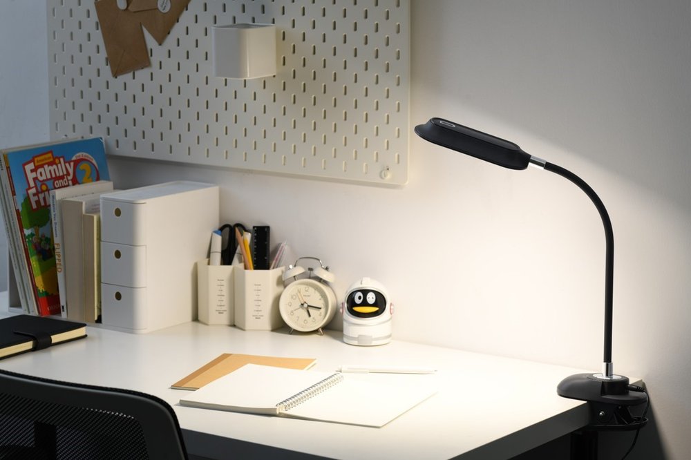 IMMAX LED stolní lampička CLIP/ 7,5W/ DC 12V/1A/ CCT/ IP20/ černá