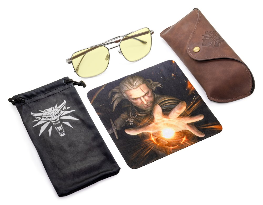 GUNNAR kancelářske/herní brýle  WITCHER WHITE WOLF STEEL/UMBER  jantarová skla BLF 65 GUNNAR focus