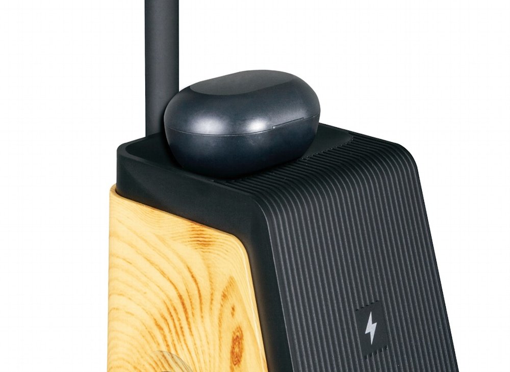 IMMAX LED stolní lampička IDEAL/ Qi nabíjení/ CCT/ 8W/ 800lm/ budík s hodinami/ světlé dřevo/černá