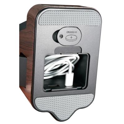 IMMAX LED stolní lampička IDEAL/ Qi nabíjení/ CCT/ 8W/ 800lm/ budík s hodinami/ tmavé dřevo/černá