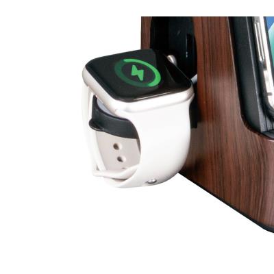 IMMAX LED stolní lampička IDEAL/ Qi nabíjení/ CCT/ 8W/ 800lm/ budík s hodinami/ tmavé dřevo/černá