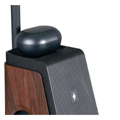 IMMAX LED stolní lampička IDEAL/ Qi nabíjení/ CCT/ 8W/ 800lm/ budík s hodinami/ tmavé dřevo/černá