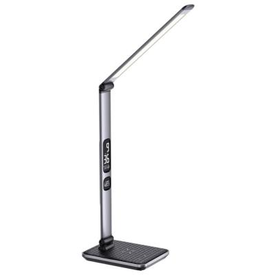 IMMAX LED stolní lampička HERON NEW/ Qi nabíjení/ 8,5W/ DC 12V/2A/ stmívatelná/ sklápěcí rameno/ stříbrná