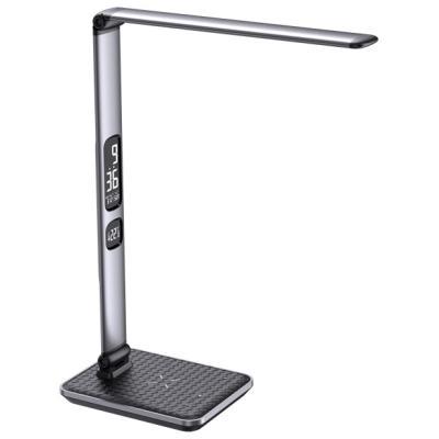 IMMAX LED stolní lampička HERON NEW/ Qi nabíjení/ 8,5W/ DC 12V/2A/ stmívatelná/ sklápěcí rameno/ stříbrná