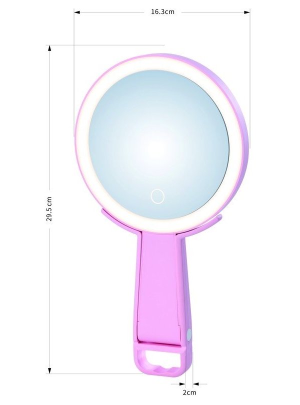 IMMAX LED kosmetické zrcátko SWEET Make up/ oboustranné/ 10x zvětšovací/ CCT/ stojánek na mobil/ růžové