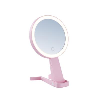 IMMAX LED kosmetické zrcátko SWEET Make up/ oboustranné/ 10x zvětšovací/ CCT/ stojánek na mobil/ růžové