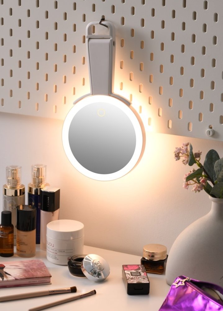 IMMAX LED kosmetické zrcátko SWEET Make up/ oboustranné/ 10x zvětšovací/ CCT/ stojánek na mobil/ bílé