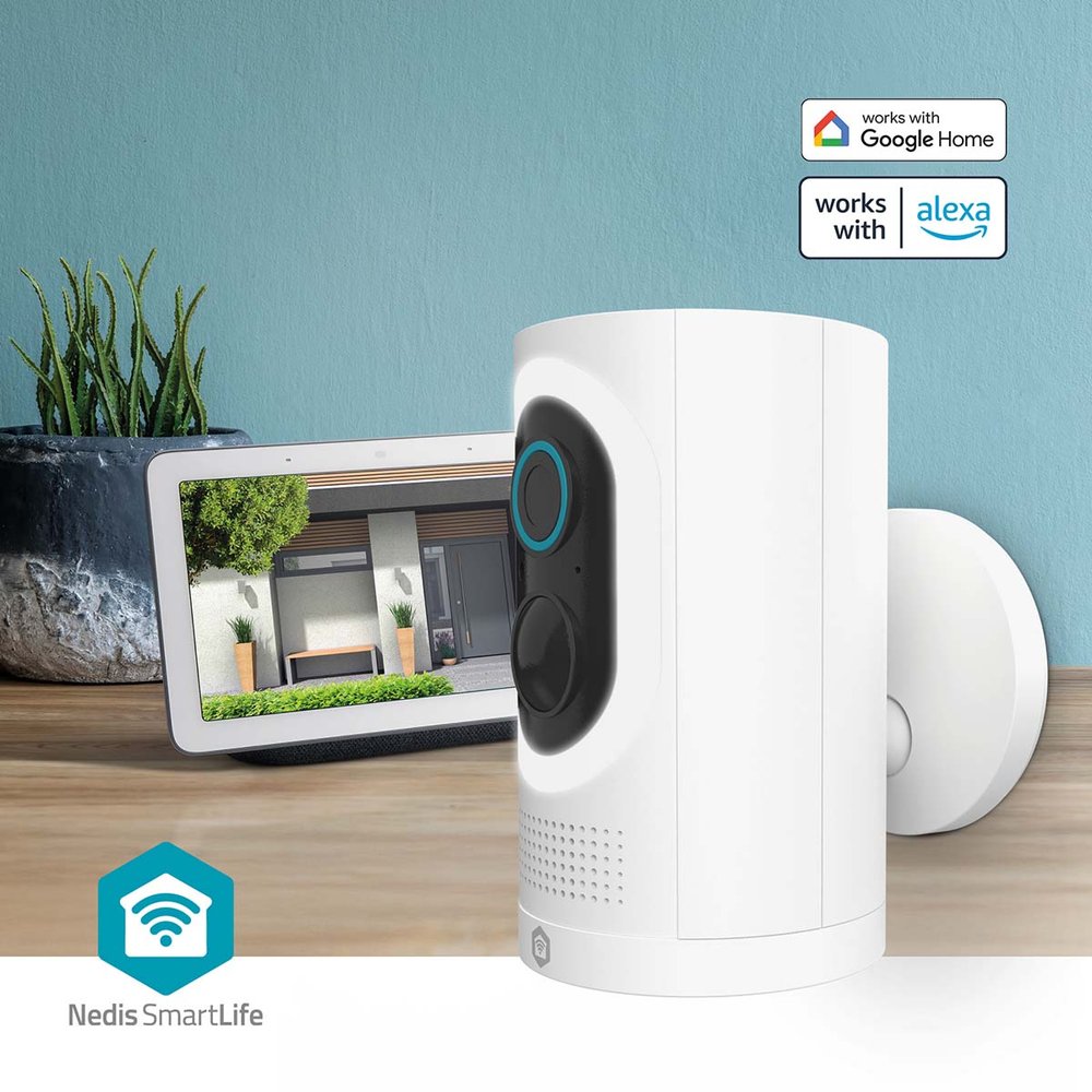 NEDIS IP kamera/ venkovní/ IP65/ Wi-Fi/ 3Mpix/ 1296p/ dobíjecí/ reflektor/ detekce pohybu/ noční vidění 10m/ černá