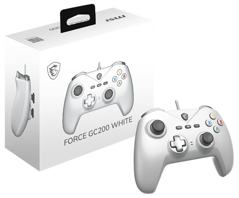 MSI gamepad FORCE GC200 WHITE/ drátový/ USB/ pro PC, Android/ bílý
