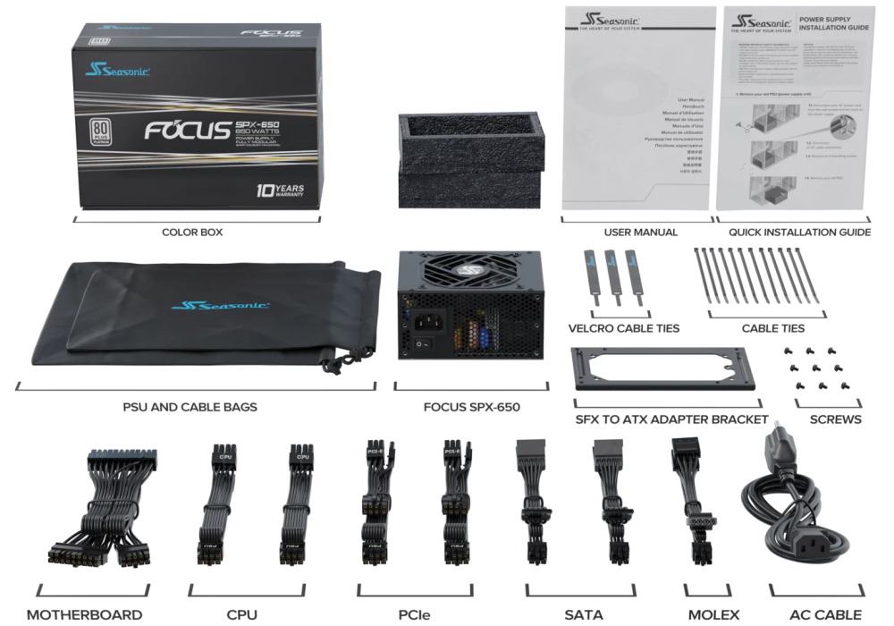SEASONIC zdroj FOCUS SPX-650 / 650W / ATX2.4 / 80PLUS Gold
