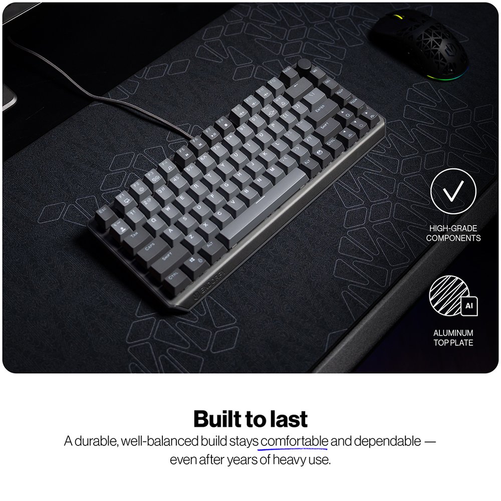 Endorfy mechanická klávesnice Thock V2 75% / drátová / ARGB /  red sw. / USB / zmenšená / US layout