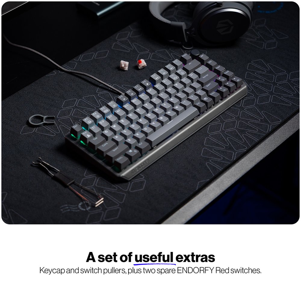 Endorfy mechanická klávesnice Thock V2 75% / drátová / ARGB /  red sw. / USB / zmenšená / US layout