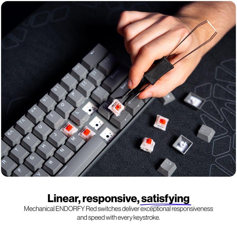 Endorfy mechanická klávesnice Thock V2 Compact / drátová / ARGB /  red sw. / USB / kompaktní / US layout