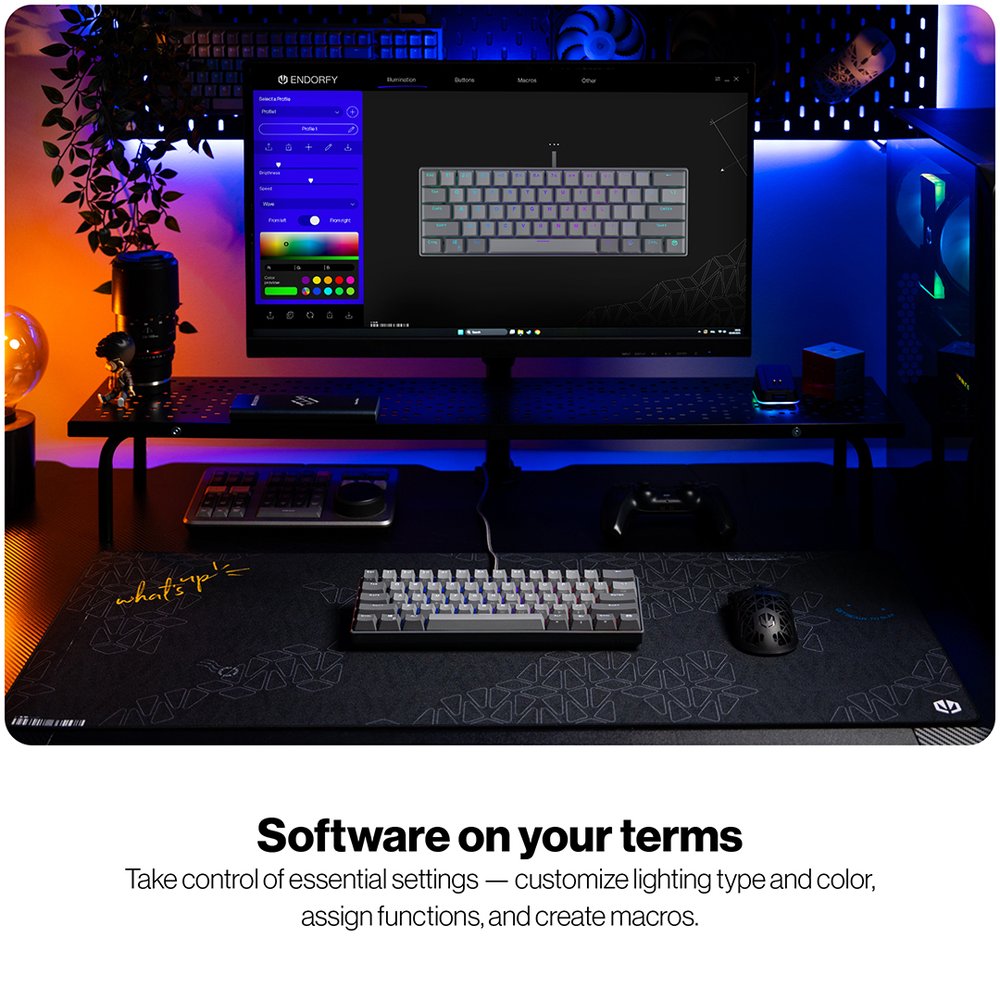 Endorfy mechanická klávesnice Thock V2 Compact / drátová / ARGB /  red sw. / USB / kompaktní / US layout