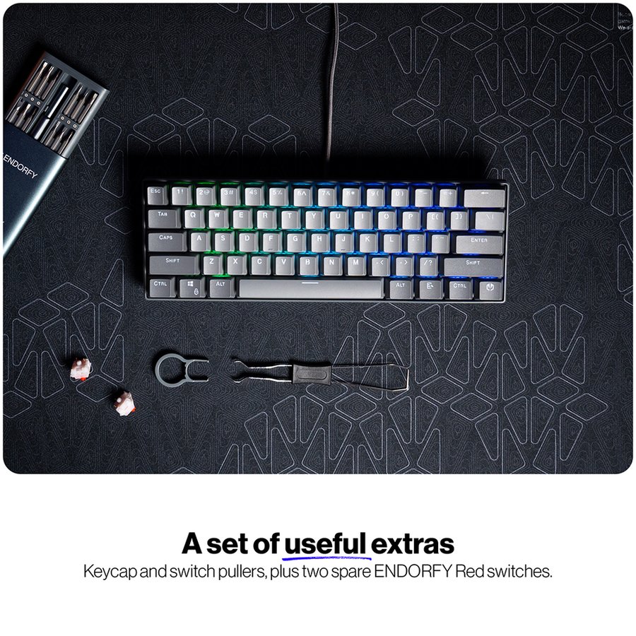 Endorfy mechanická klávesnice Thock V2 Compact / drátová / ARGB /  red sw. / USB / kompaktní / US layout