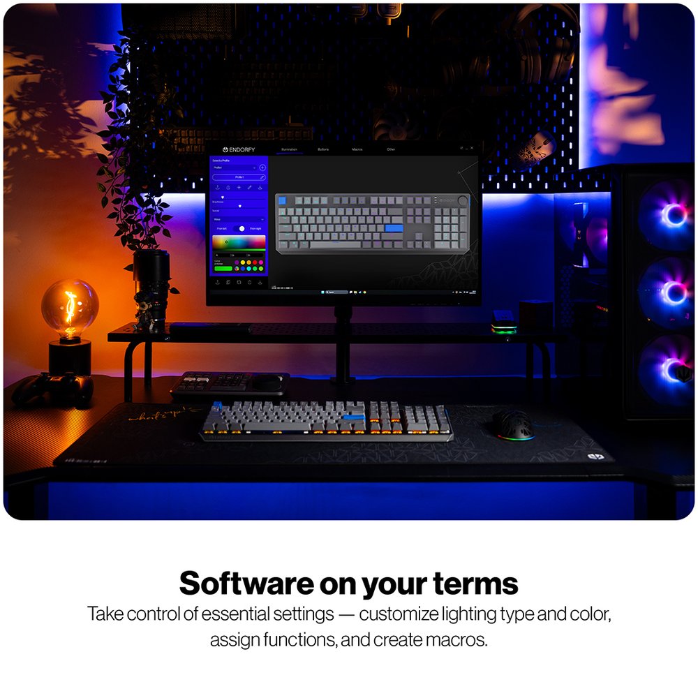 Endorfy mechanická klávesnice Thock V2 / bezdrátová / ARGB /  yellow sw. / USB / num. kl. / US layout