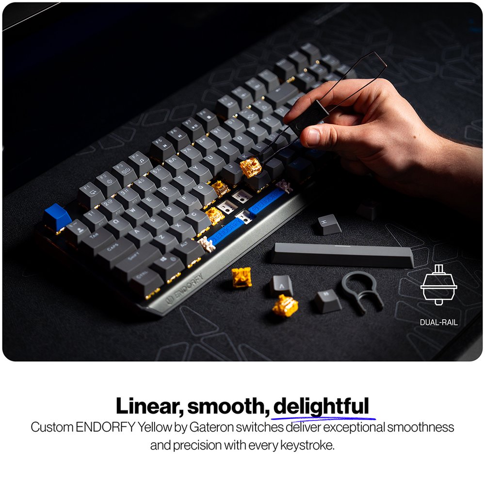 Endorfy mechanická klávesnice Thock V2 TKL / bezdrátová / ARGB /  yellow sw. / USB / US layout