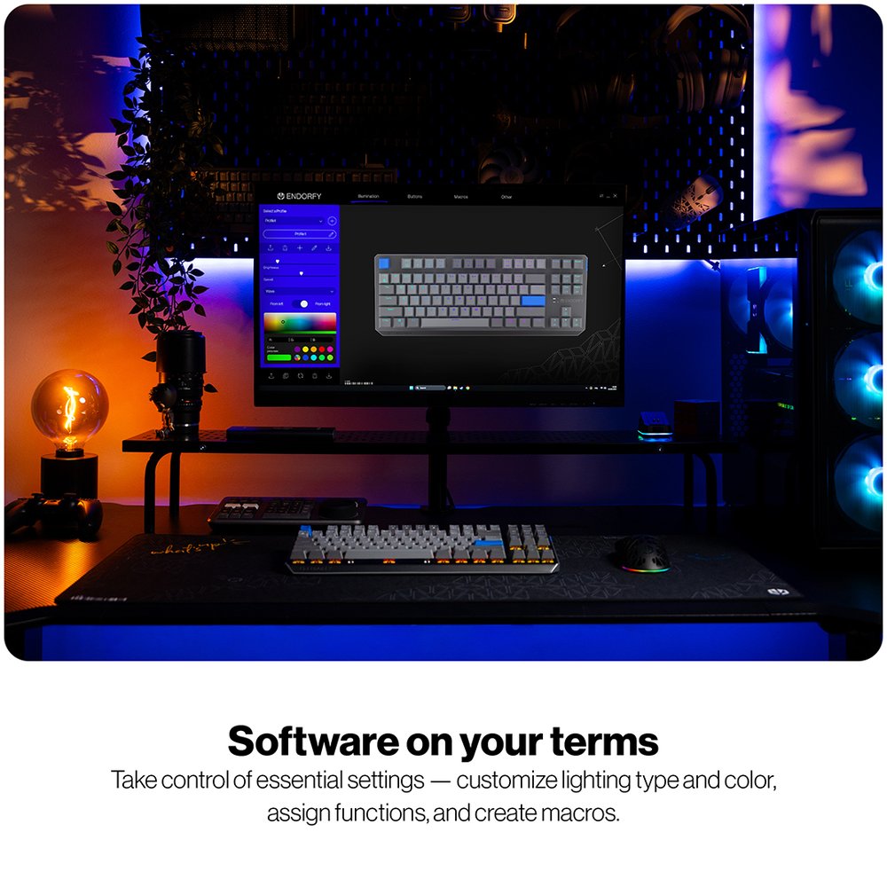 Endorfy mechanická klávesnice Thock V2 TKL / bezdrátová / ARGB /  yellow sw. / USB / US layout