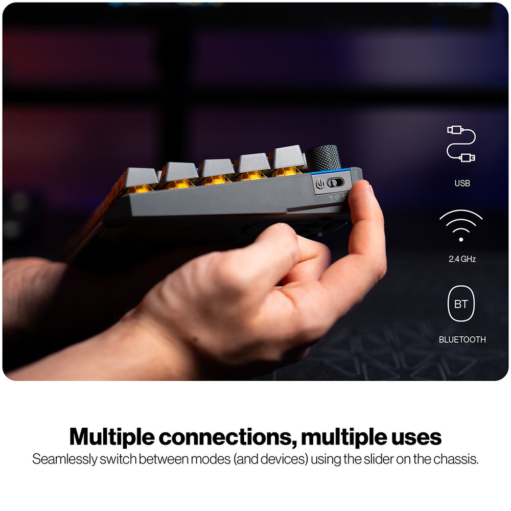 Endorfy mechanická klávesnice Thock V2 75% / bezdrátová / ARGB /  yellow sw. / USB / zmenšená / US layout