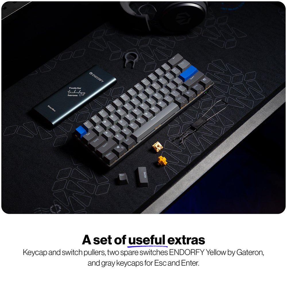 Endorfy mechanická klávesnice Thock V2 Compact / bezdrátová / ARGB /  yellow sw. / USB / kompaktní / US layout