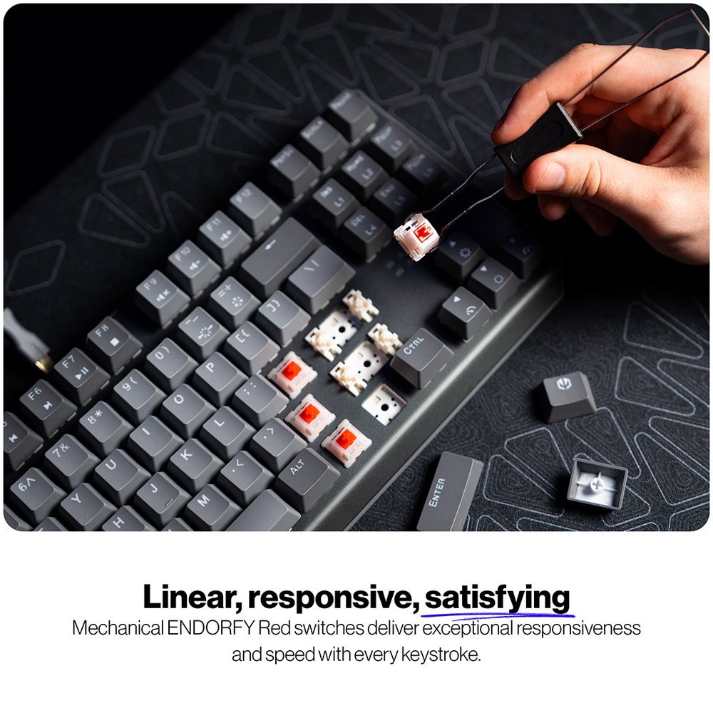 Endorfy mechanická klávesnice Thock V2 TKL / drátová / ARGB /  red sw. / USB / CZ/SK layout