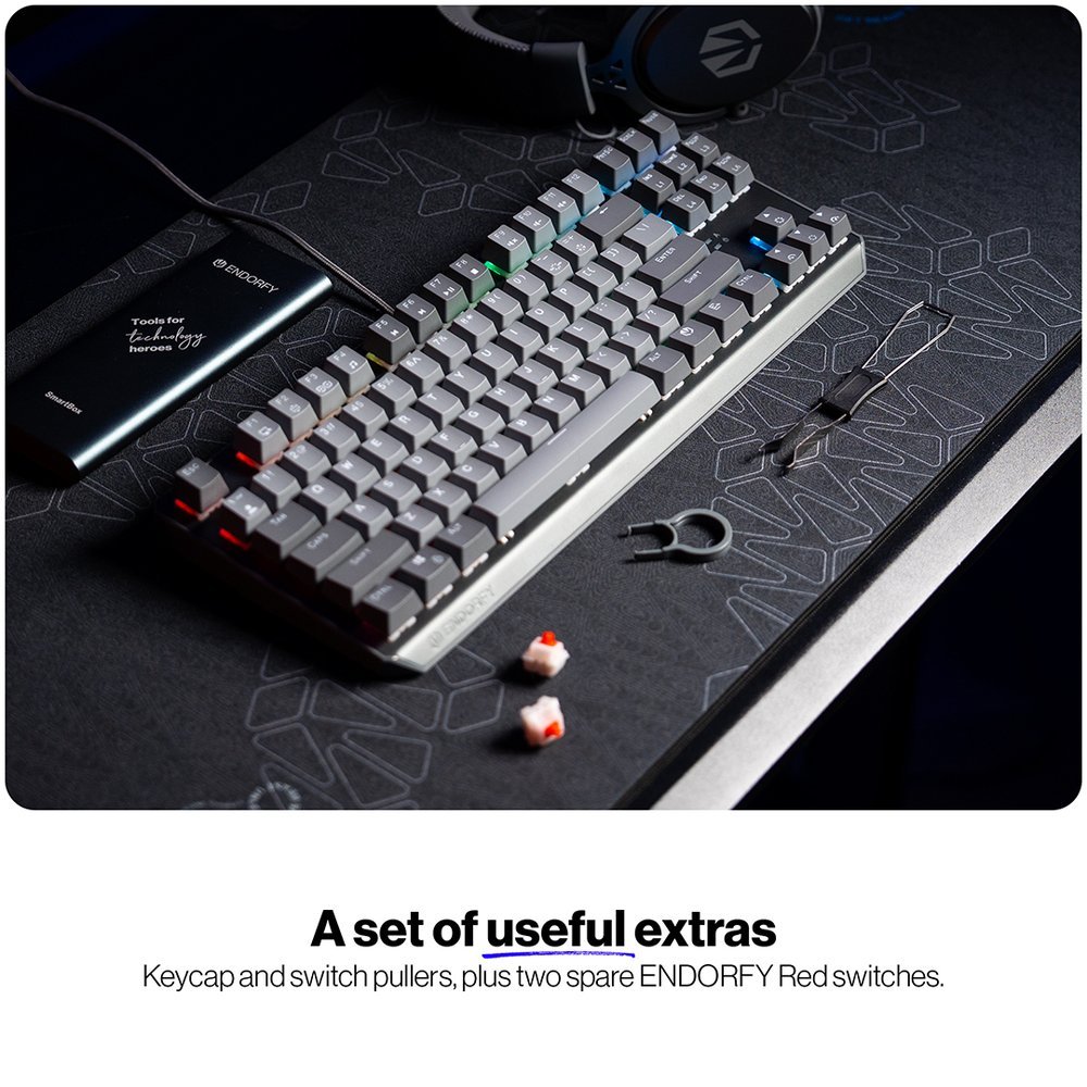 Endorfy mechanická klávesnice Thock V2 TKL / drátová / ARGB /  red sw. / USB / CZ/SK layout